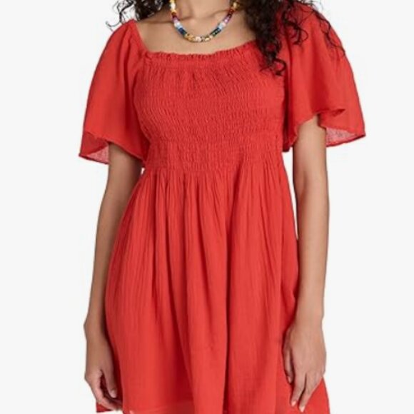 Umgee Boho Smocked Babydoll Short‎ Dress With Flutter Sleeves - Picture 1 of 11